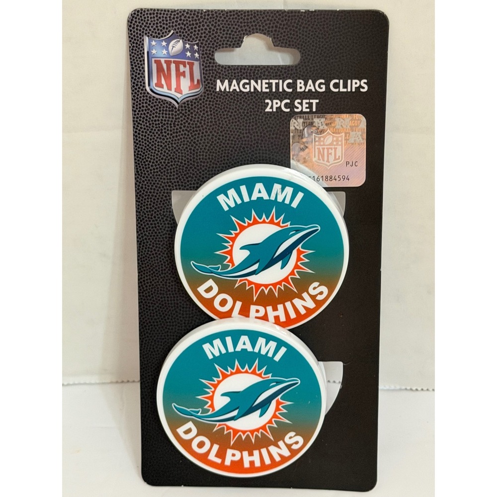 NFL Miami Dolphins Magnetic Bag Clips 2pc Set MRL Sports Teal Orange 18382